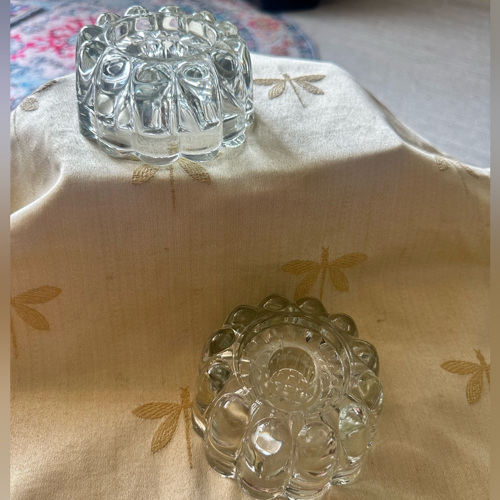 Vintage Pair of Princess House Lead Crystal Reversible 3 Way Glass Candle Holder